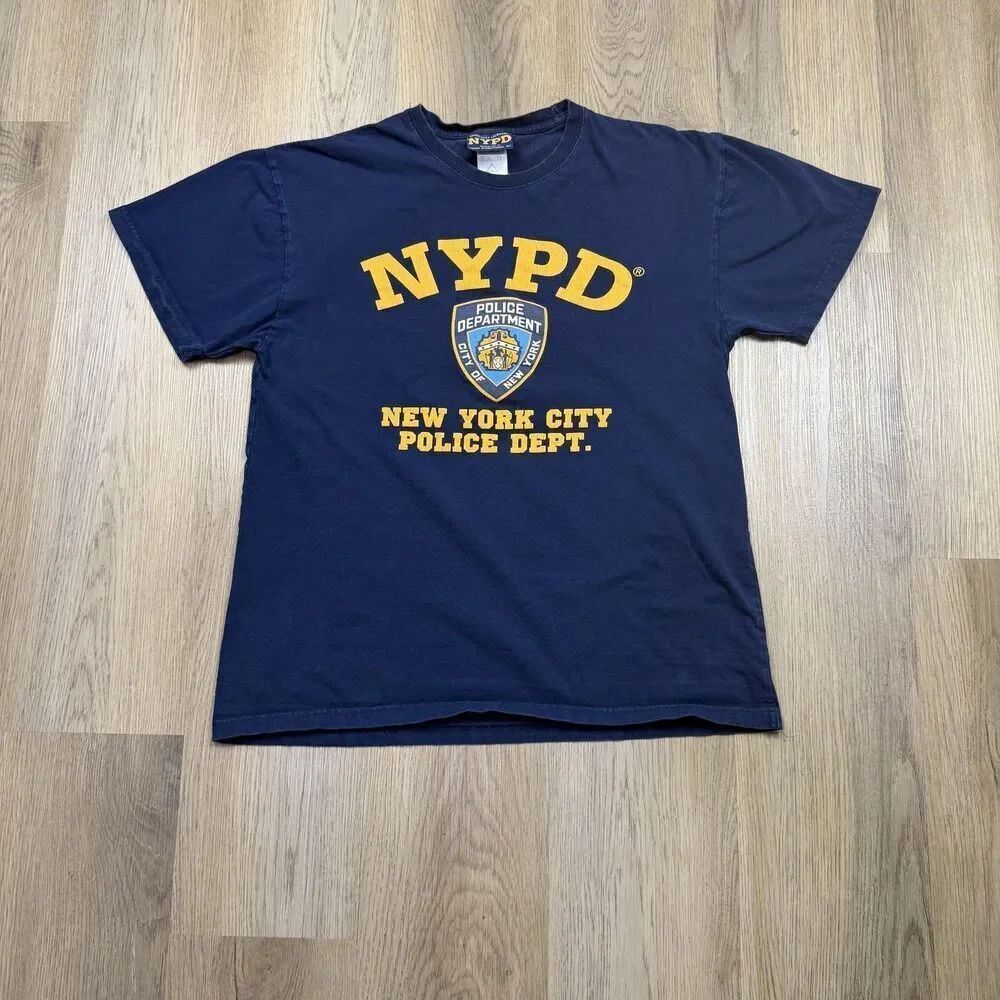 NYPD Shirt Mens Large Blue New York City Police Dept Graphic Tee T-Shirt